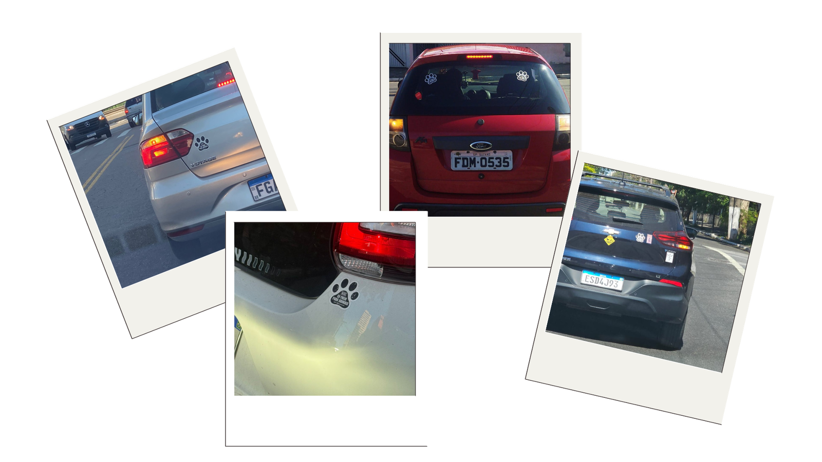 Carro com adesivo e motorista atento